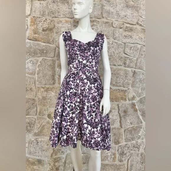 Gorgeous Vintage 1950s 50s Floral Bombshell Dress Full Skirt - Picture 8 of 16